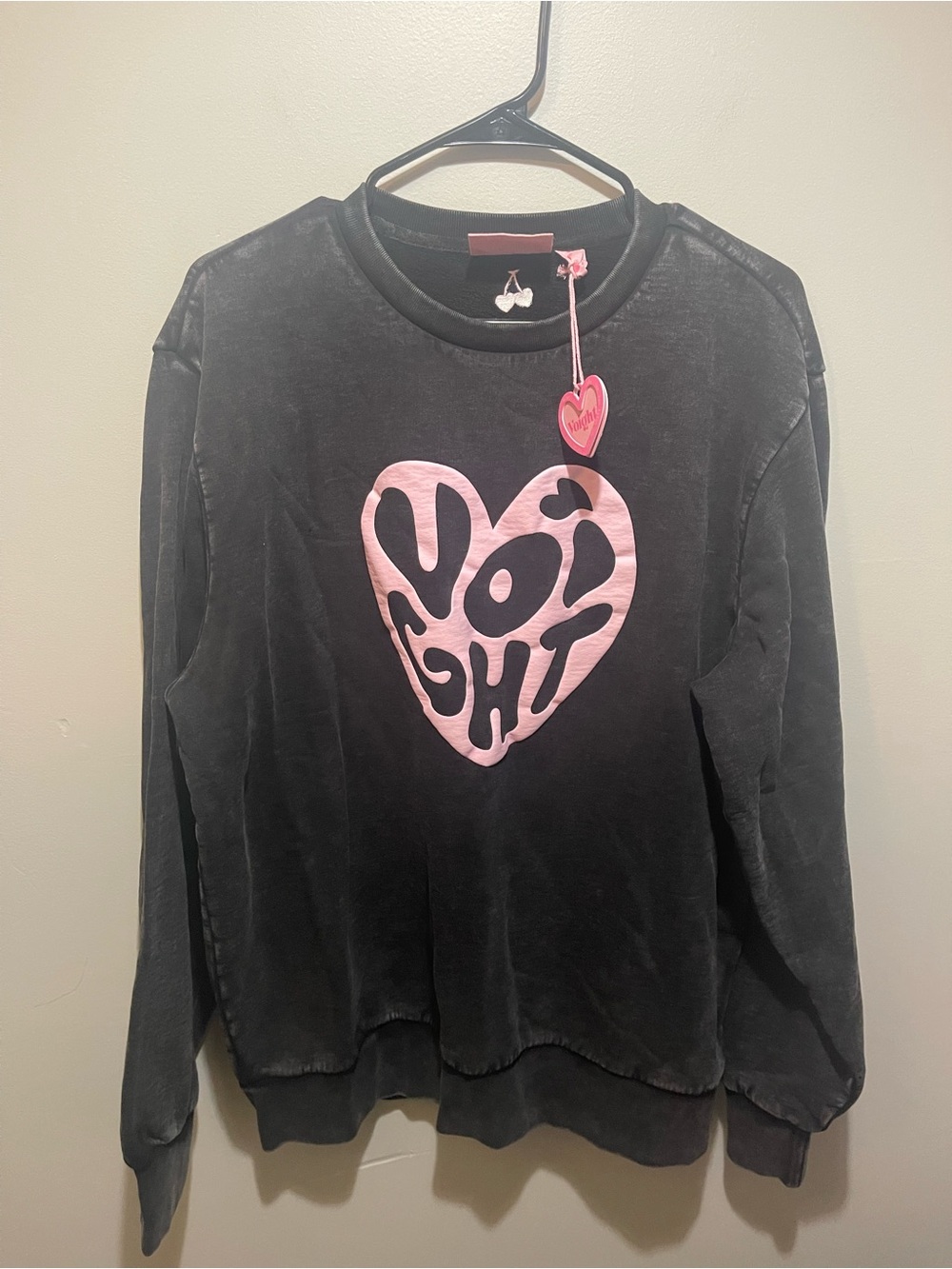 Voight by Valentina Logo Crew Neck Sweatshirt with Pink Heart Graphic